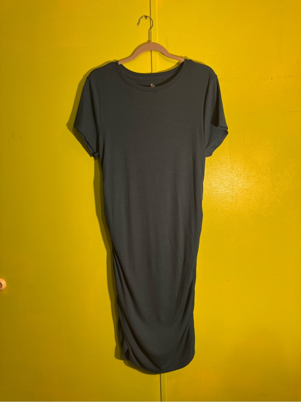 SO Ribbed Short Sleeve Midi Dress